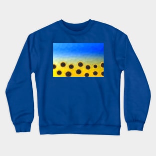 Ukraine yellow blue geometric mesh pattern Sunflowers Crewneck Sweatshirt